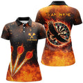 Custom Orange Fire Flame Eagle Womens Darts Polo Shirt Custom Darts Shirt For Women Dart Jerseys