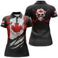 Custom 3D Canadian Flag Patriotic Ripped Golf Polo Shirts Skull Golf Shirts For Women Golf Gifts