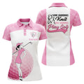 Custom Grandmas Play Golf Womens Polo Shirts, White And Pink Golf Shirt For Ladies, Funny Female Golf Gifts