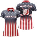 Custom Gradient American Flag Womens Golf Polo Shirt Custom Patriotic Golf Tops For Women Golf Gifts