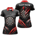 Custom Black&Red Sport Womens Darts Polo Shirt Custom Darts Shirt For Women Cool Dart Jerseys