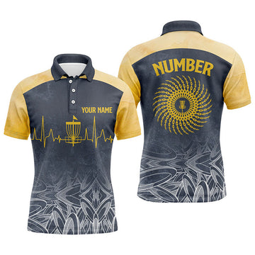 Custom Heartbeat Mens Golf Polo Shirts, Custom Golf Shirts Disc Golf Shirts For Mens, Best Golf Gifts