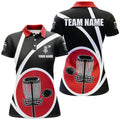 Customized Black Red Womens Disc Golf Polo Shirts Cool Disc Golf Shirt For Team Golf Gifts
