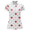 Custom Christmas Flowers Seamless Pattern Golf Polo Shirts Custom Golf Shirts For Women Golf Gifts