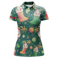 Custom Santa Christmas Socks Green Golf Polo Shirt Funny Golf Shirts For Women Christmas Golf Gifts