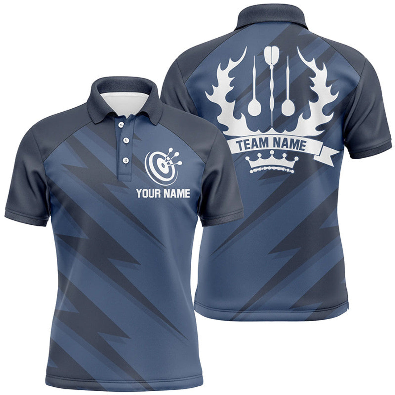 FUNSTUFFPRINT Customized Mens Navy Lightning Basic Darts Polo Shirt Cool Darts Polo Shirt Size S-5XL