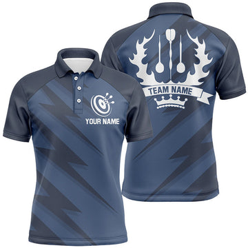 FUNSTUFFPRINT Customized Mens Navy Lightning Basic Darts Polo Shirt Cool Darts Polo Shirt Size S-5XL