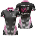 Custom Disc Golf Queen Black Pink Polo Shirts Customized Cool Disc Golf Shirts For Women Golf Gifts