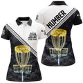 Custom Womens Disc Golf Polo Shirt Custom Golden Disc Golf Basket, Personalized Disc Golf Shirts For Women