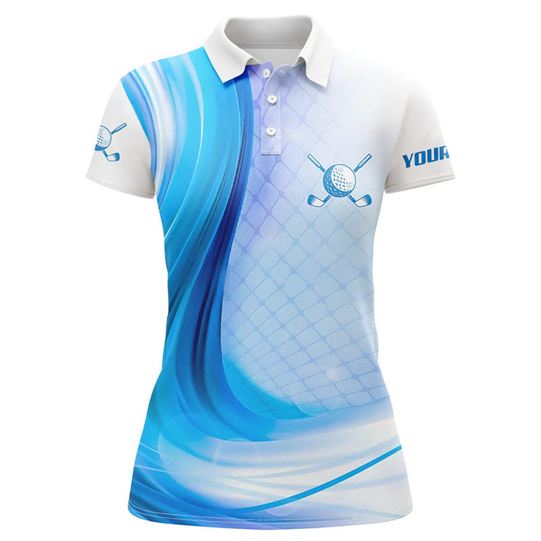 Custom Blue Light Twinkle Womens Golf Polo Shirts Custom Name Golf Shirts For Women Golfing Gifts