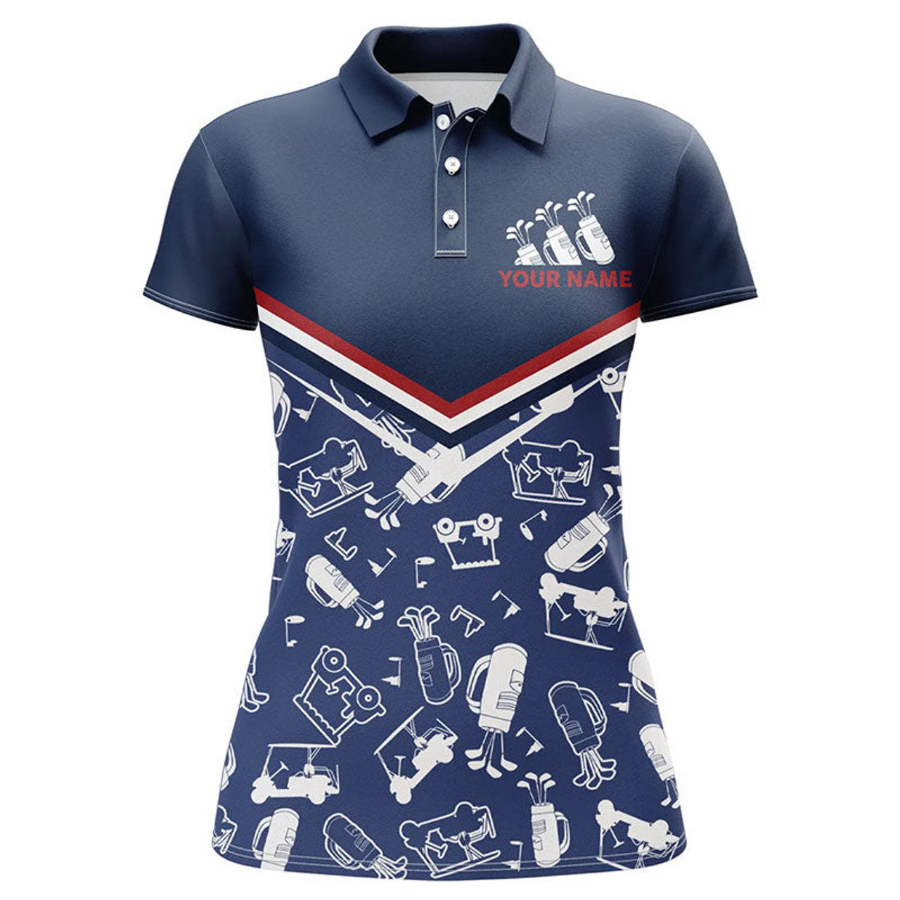 Custom Womens Golf Polo Shirts Custom Name Navy Golf Equipment Seamless, Personalized Golf Shirts For Women