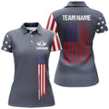 Custom Navy American Flag Darts Polo Shirt Custom Patriotic Darts Shirts For Women Dart Jersey
