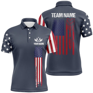 Custom Navy American Flag Mens Darts Polo Shirt Custom Patriotic Darts Shirts For Men Dart Jersey