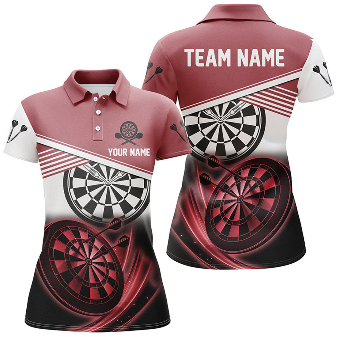Custom Personalized Red Black Darts Polo Shirt Custom Cool Darts Shirt For Women Team Jersey