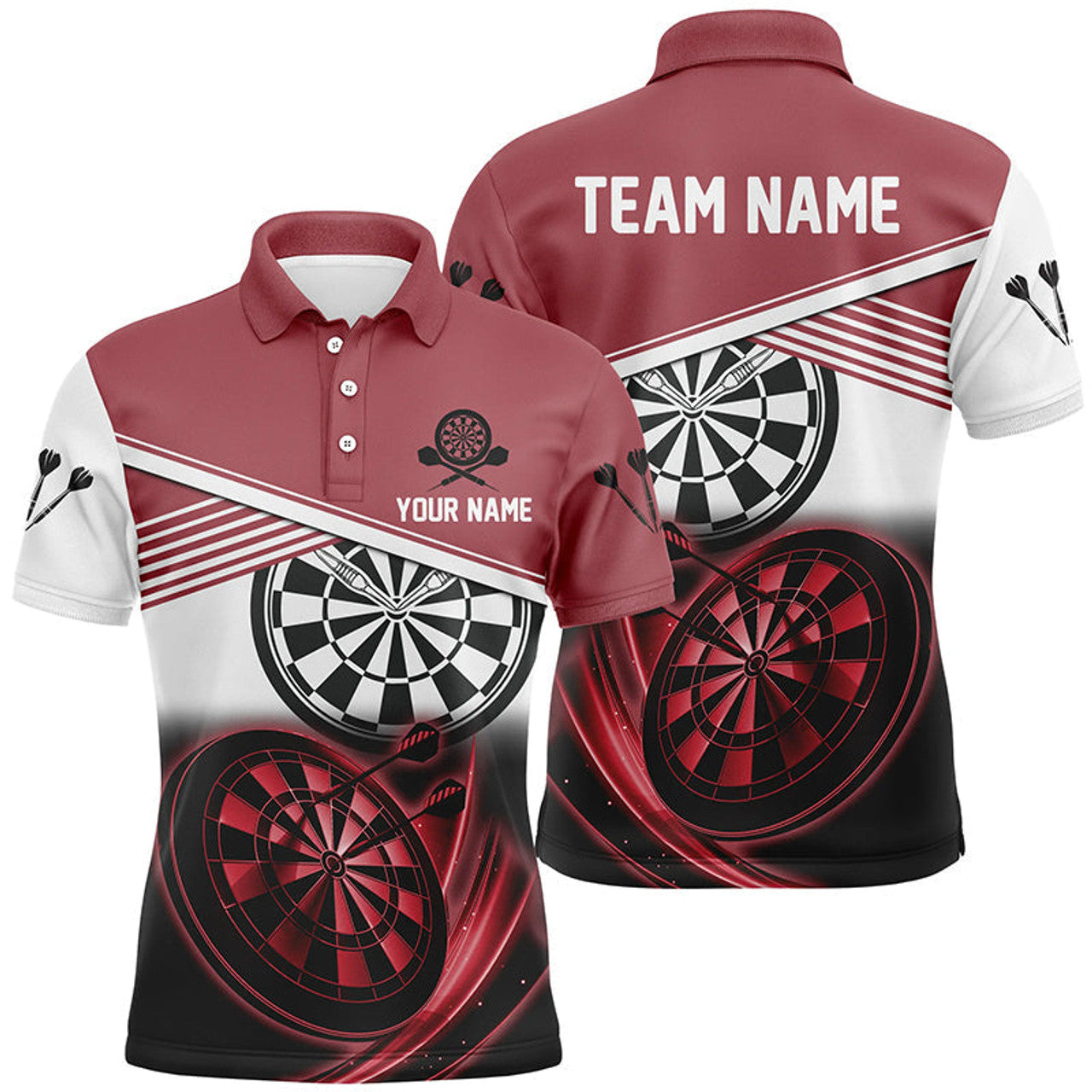 Personalized Red Black Darts Men Polo Shirt Custom Cool Darts Shirt For Men Team Jersey