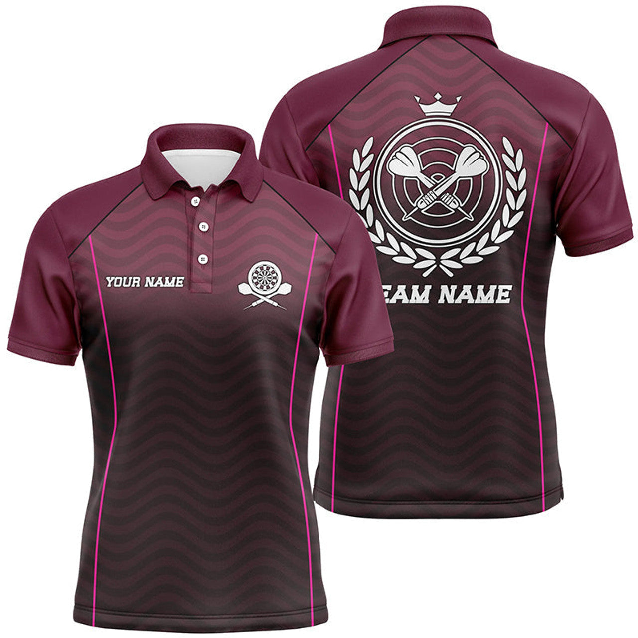 FUNSTUFFPRINT Personalized Interlaced Waving Darts Polo Shirt Custom Darts Shirt For Men Polo Shirt Size S-5XL
