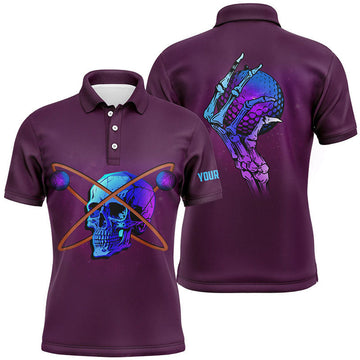 FUNSTUFFPRINT Artistic Skull Golf Mens Polo Shirt, Custom Rainbow Skull Golf Shirts For Men, Halloween Golf Gifts Polo Shirt Size S-5XL
