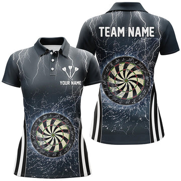 Custom Navy Blue Thunder Lightning Darts Polo Shirts Custom Dart Shirts For Women Dart Jerseys