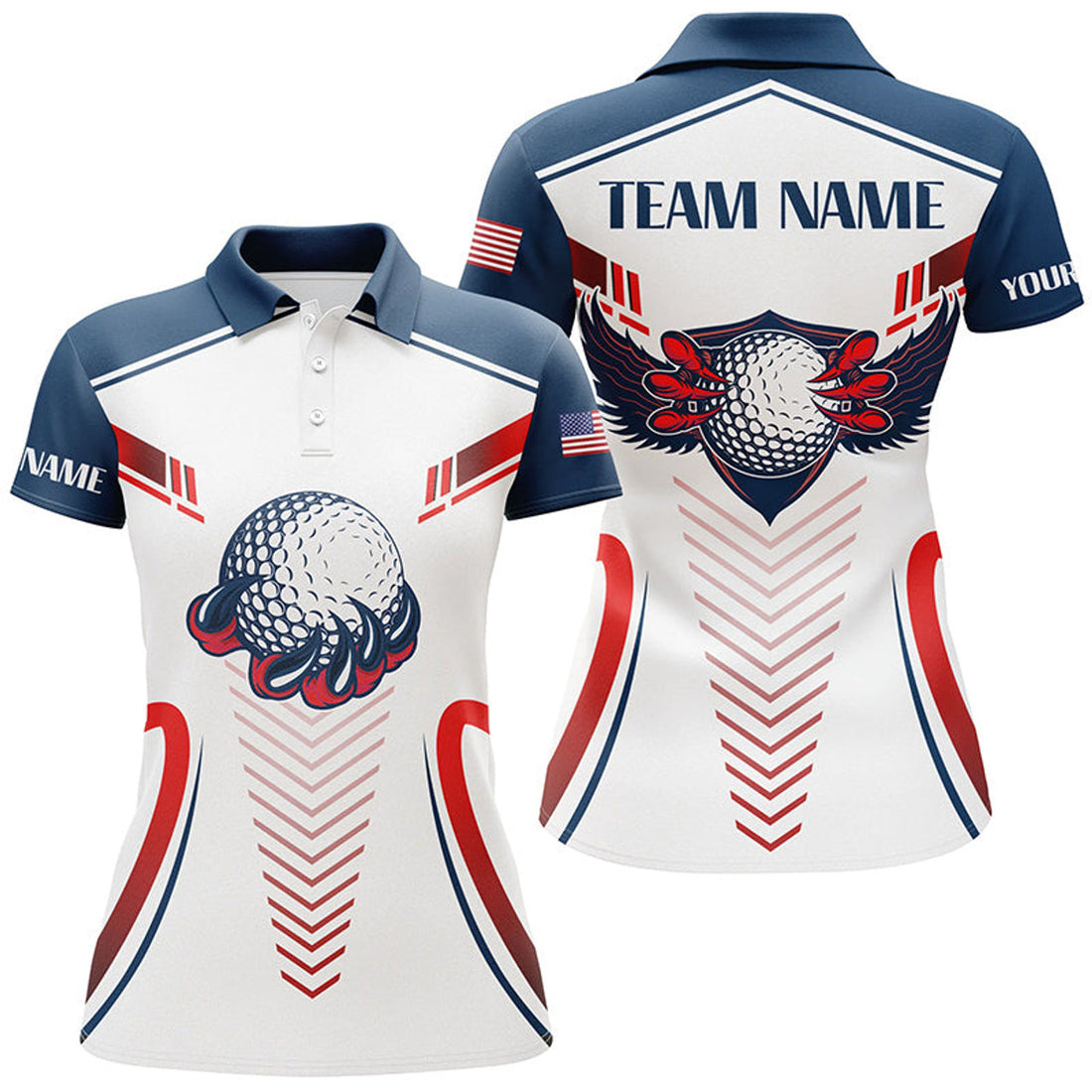 Customized American Flag Eagle Golf Polo Shirt Team Golf Shirts For Women Best Golf Gifts