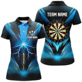 Custom Blue Thunder Lightning Womens Darts Polo Shirt Custom Dart Shirts For Women Dart Jerseys