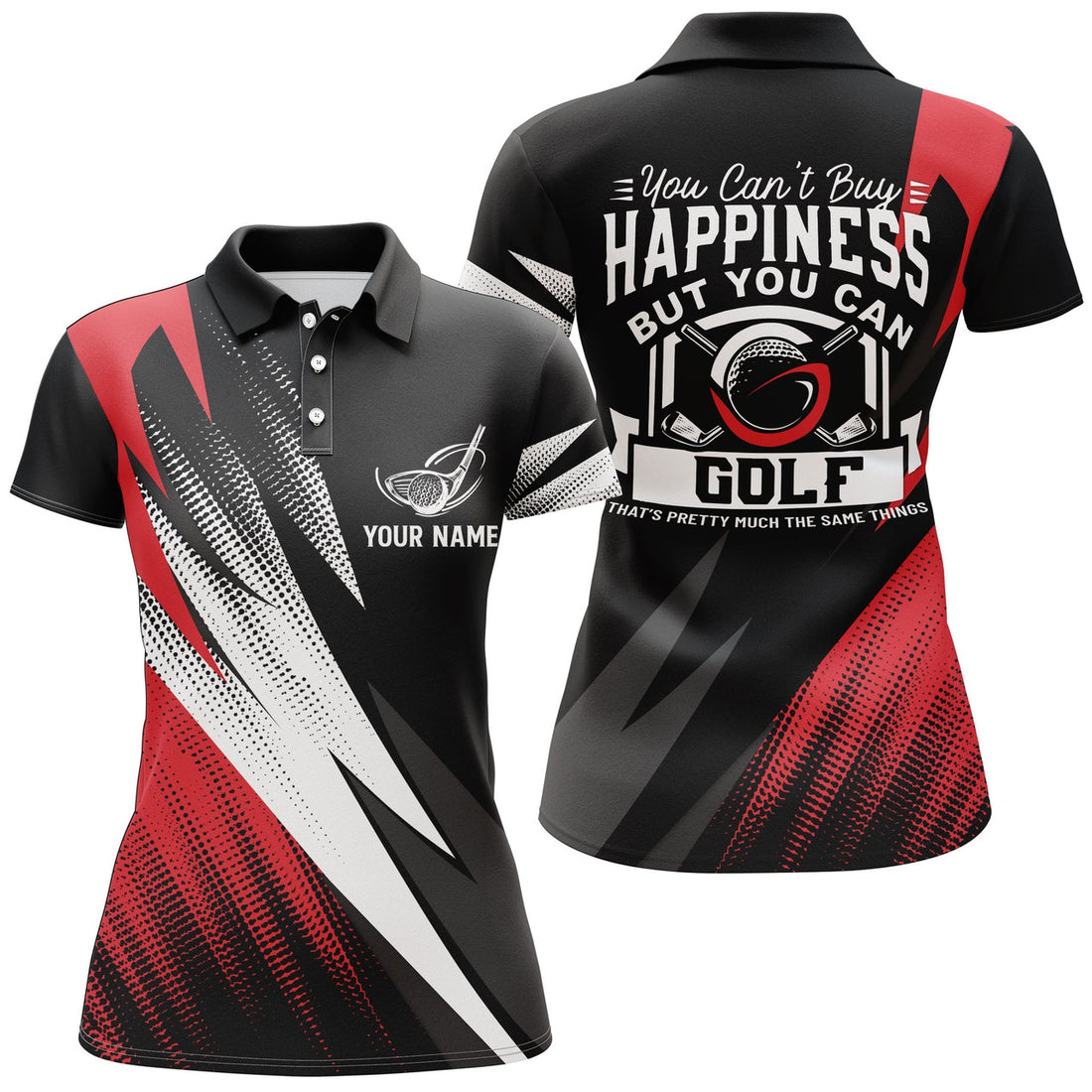 Custom Womens Red Golf Polo Shirts, Personalized Golf Shirts For Ladies, Cool Golf Gifts For Her