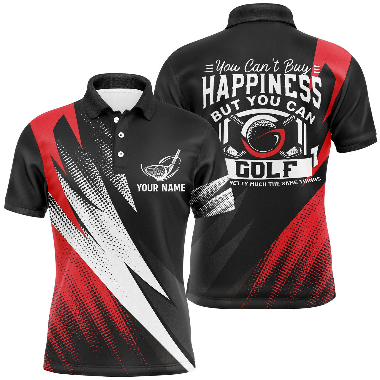 Custom Mens Red Golf Polo Shirts, Personalized Golf Shirts For Men, Cool Golf Gifts For Golfer