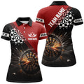Custom Black Red Darts Fire Personalized Womens Polo Shirt Custom Dart Jerseys For Women