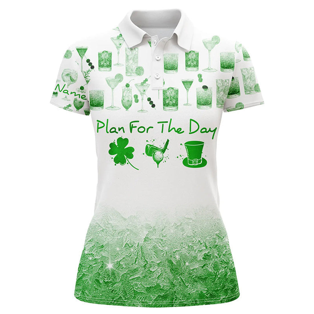 Custom Plan For The Day St Patrick Day Watercolor Green Golf Polo Shirts Funny Golf Shirts For Women