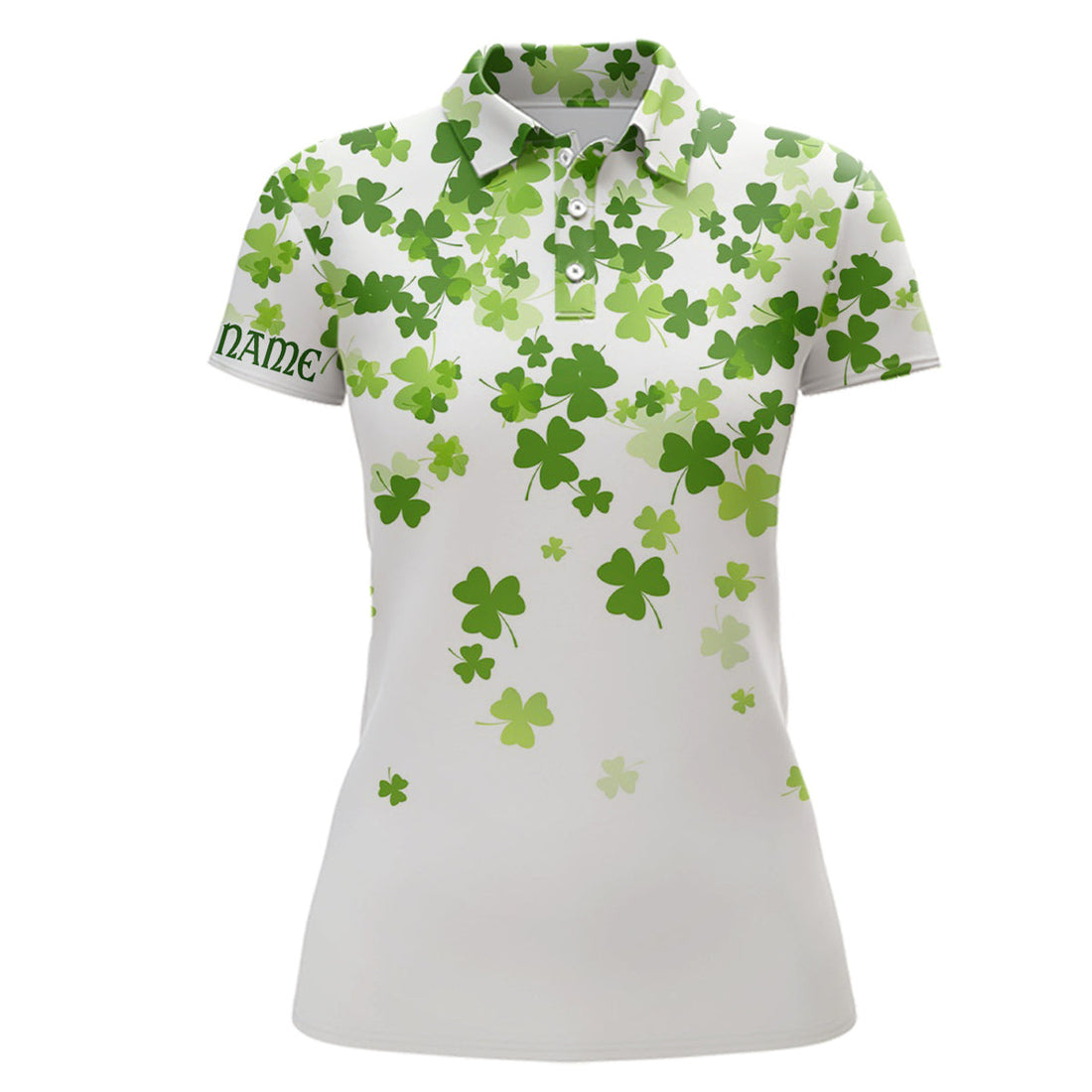 Custom 3D Green Clover St Patrick Day Womens Golf Polo Shirt Personalized Cool Golf Tops For Women