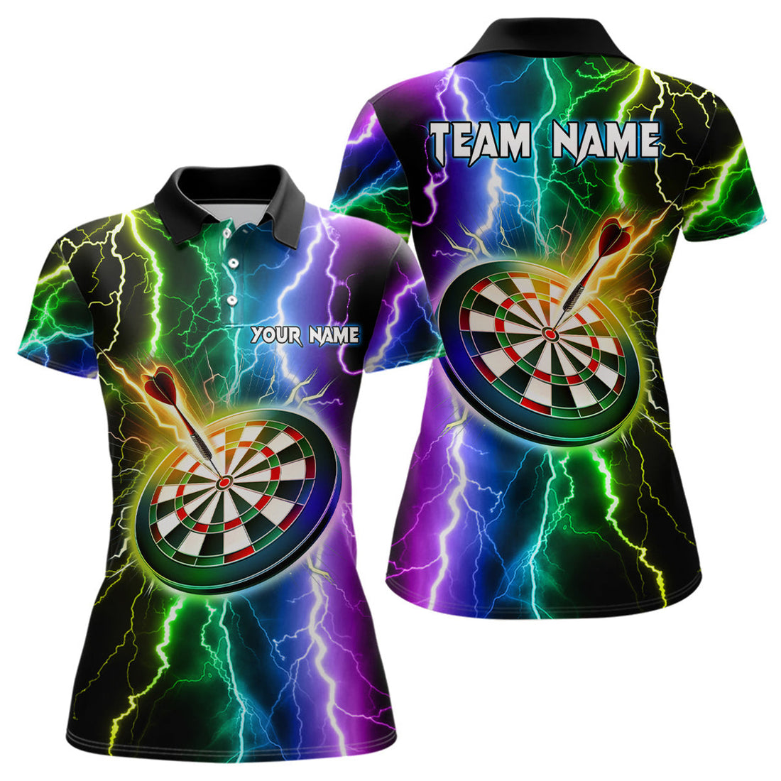 Custom Colorful Thunder Lightning Darts Polo Shirt Custom Darts Shirt For Women Dart Jerseys