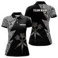 Custom Lightning Tribal Black White Personalized Darts Polo Shirts Darts Jersey For Women