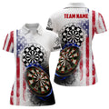 Custom Smoky American Flag Darts Polo Shirt Custom Patriotic Darts Shirt For Women Dart Jerseys