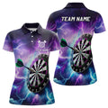 Custom Purple Thunder Lightning Womens Darts Polo Shirt Custom Darts Shirt For Women Dart Jerseys