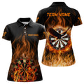 Custom Orange Fire Flame Eagle Womens Darts Polo Shirt Custom Dart Shirts For Women Dart Jerseys
