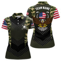 Custom Womens Custom American Flag Camo Eagle Golf Polo Shirts Patriotic Golf Shirts For Women