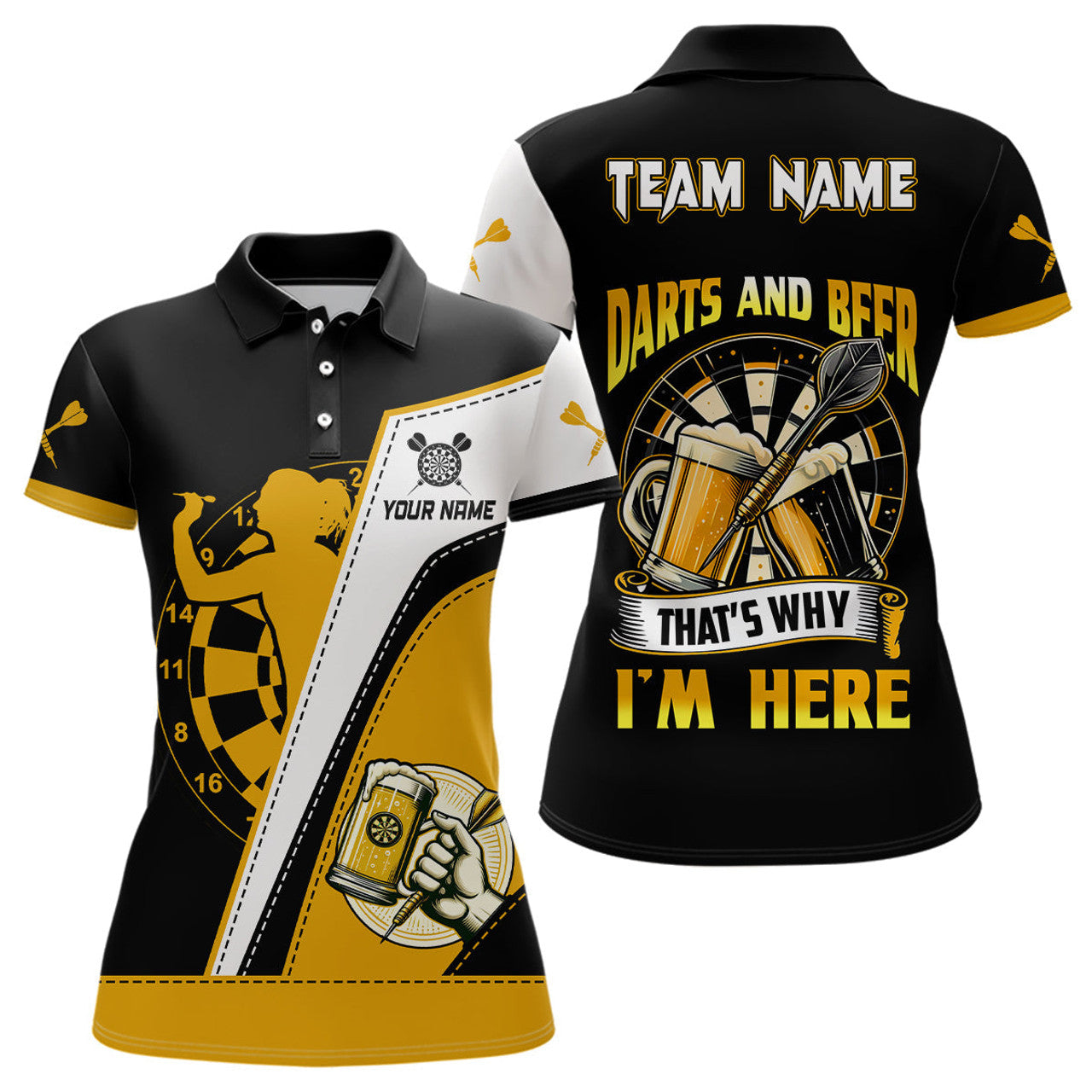 Custom Darts And Beer That's Why Im Here Darts Polo Shirt Custom Beer Dart Jerseys For Women
