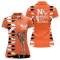 Custom Womens Skull Golf Polo Shirt Personalized Orange Golf Shirts For Ladies Halloween Golf Gifts