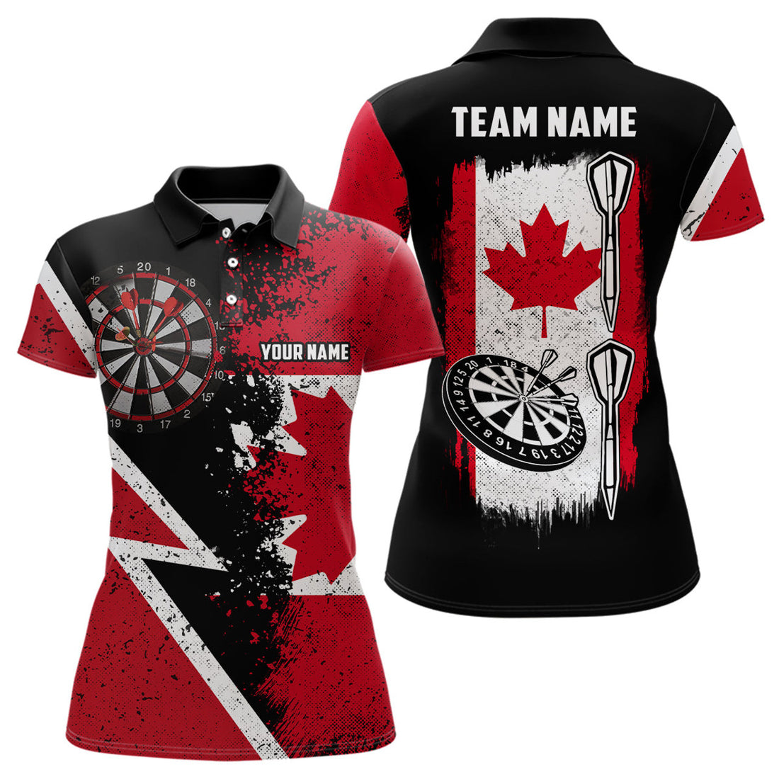 Custom Retro Canada Flag Darts Polo Shirt Custom Patriotic Darts Shirt For Women Dart Jerseys