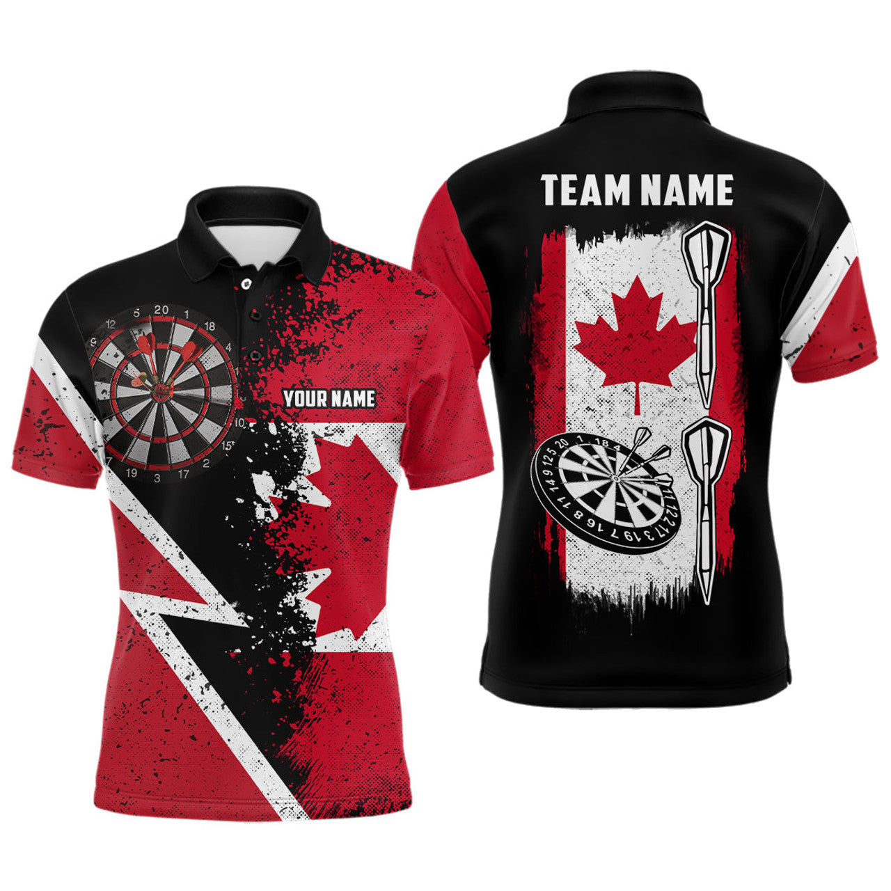 Custom Retro Canada Flag Mens Darts Polo Shirt Custom Patriotic Darts Shirt For Men Dart Jerseys