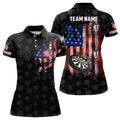 Custom Smoke American Flag Darts Polo Shirt Custom Patriotic Darts Shirt For Women Dart Jersey