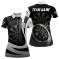 Custom Personalized Black White 3D Women Darts Polo Shirt Custom Cool Darts Team Jersey For Women
