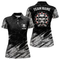 Custom Personalized All Over Print Skull Darts Women Polo Shirt Grey Black Dart Jerseys For Women