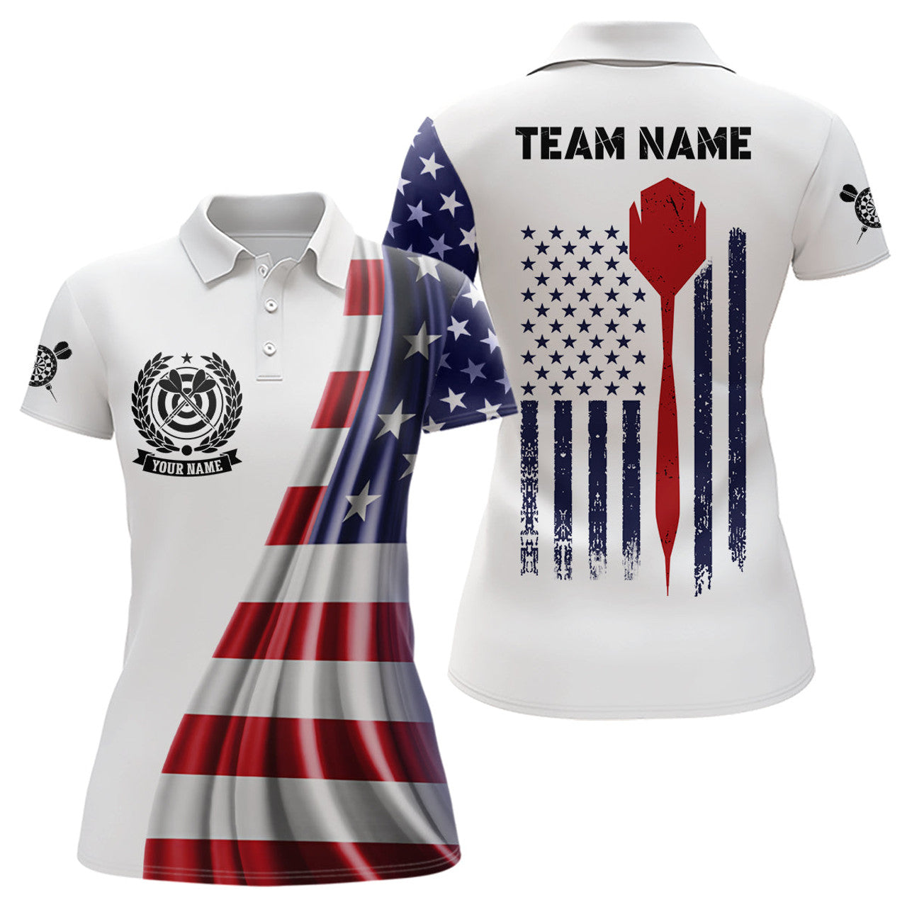 Custom 3D American Flag Darts Polo Shirt Custom Patriotic Darts Shirt For Women Dart Jerseys