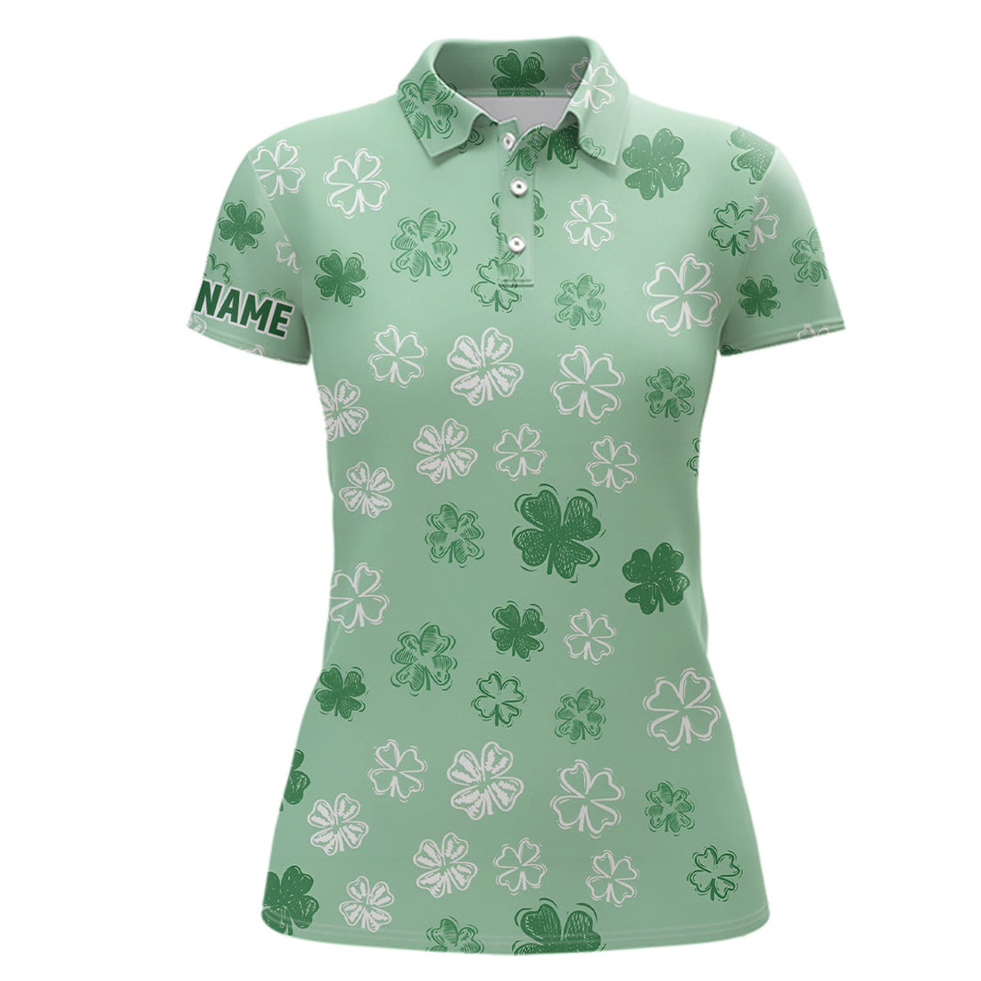 Custom Womens Golf Polo Shirt Green Clover St Patrick Day Custom Golf Shirts For Women Golfing Gifts