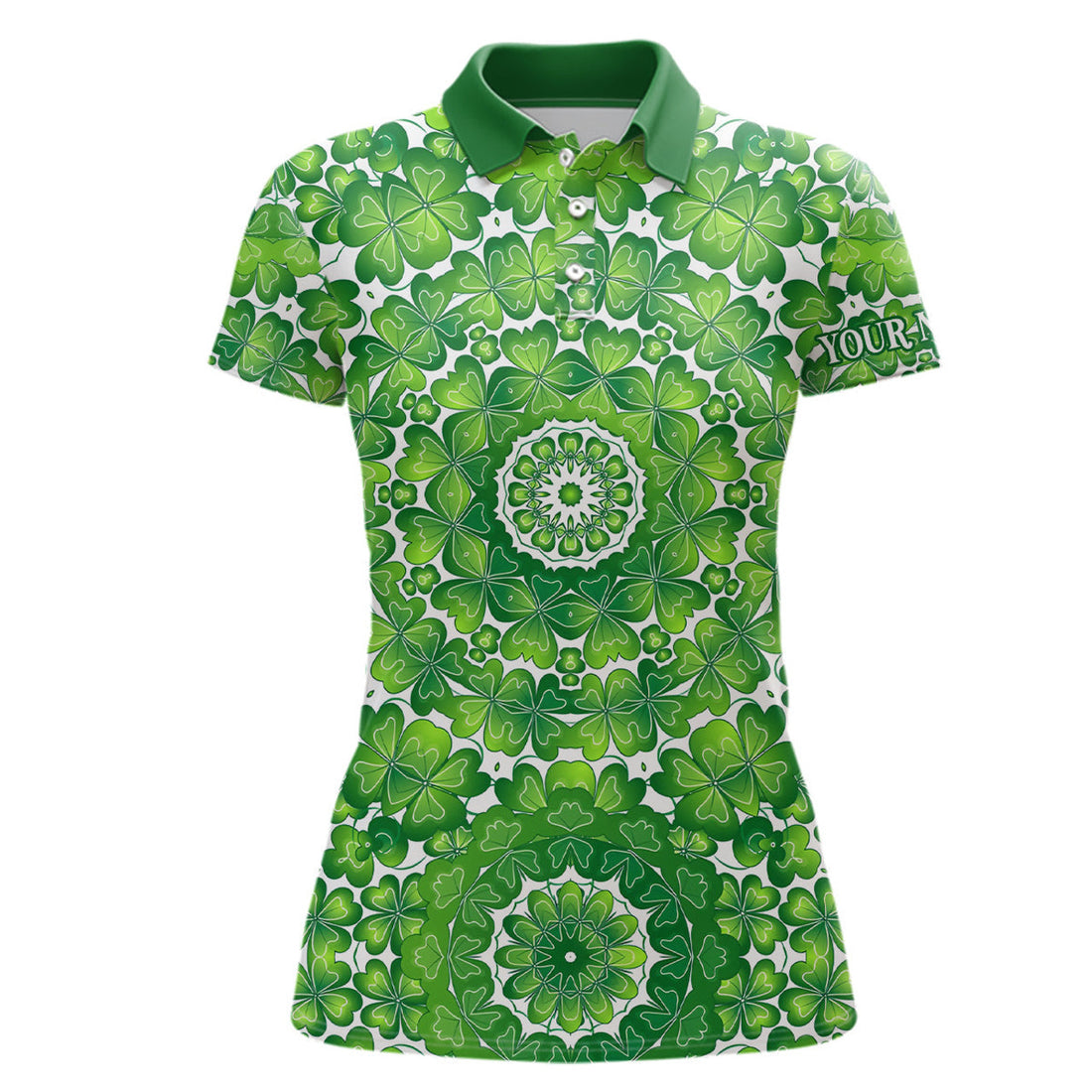 Custom Green Clover Circle St Patrick Day Golf Polo Shirts Custom Golf Shirts For Women Golf Gifts