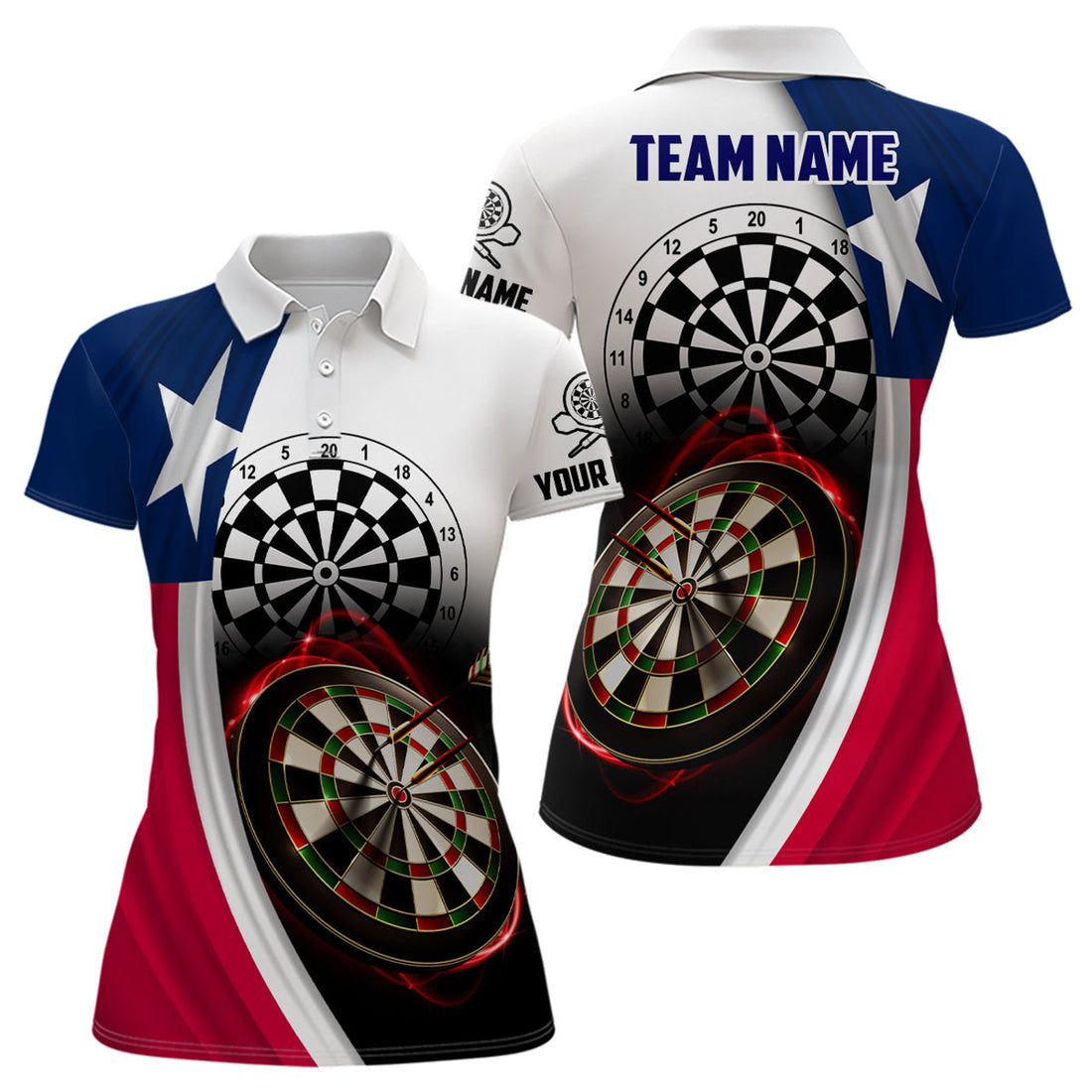 Custom Texas Flag Womens Darts Polo Shirt Customized Darts Shirt For Dart Lover Women Dart Jersey