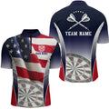 Custom 3D American Flag Patriotic Darts Quarter Zip Shirt Personalized Dart Jersey For Men