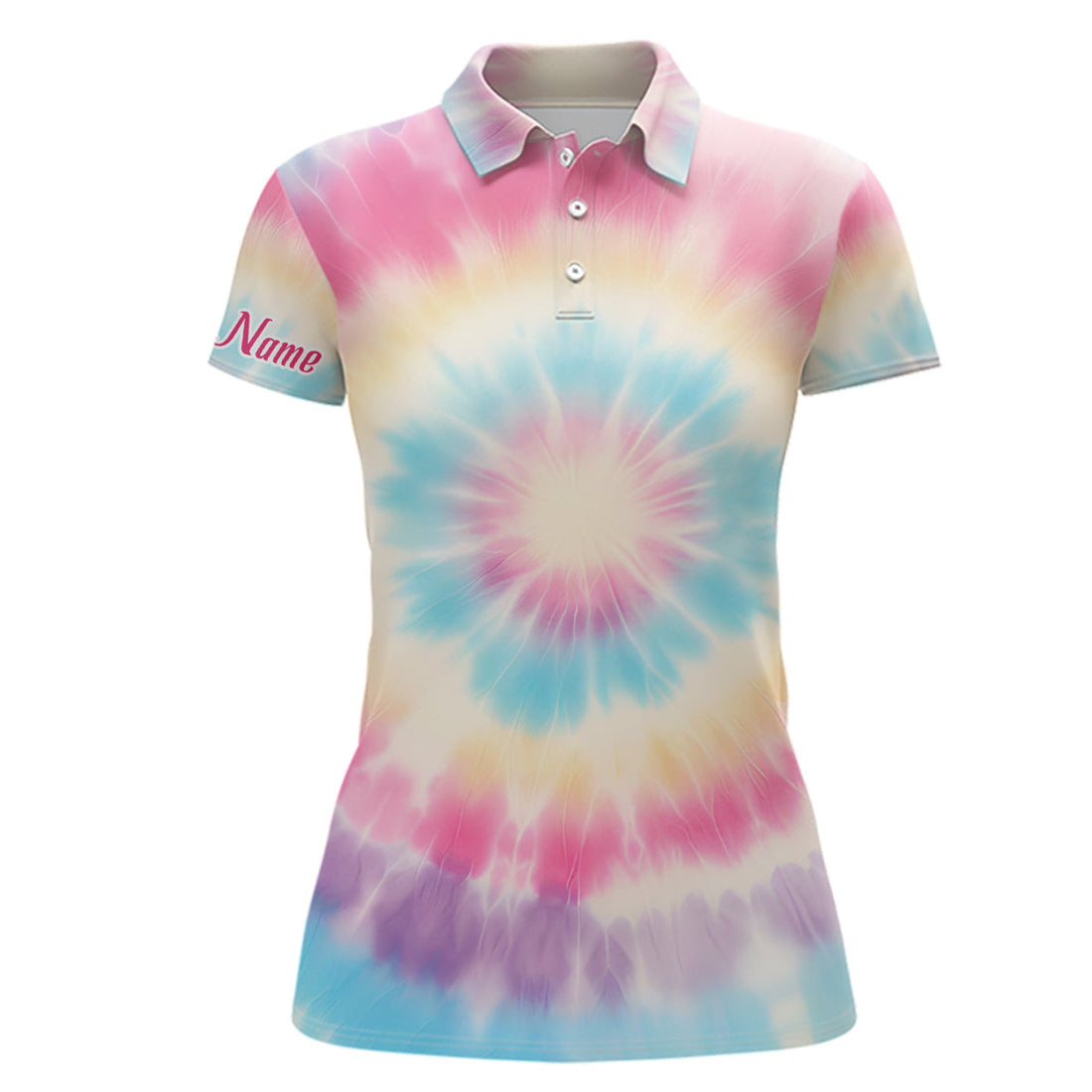 Custom Pastel Tie Dye 3D Print Womens Golf Polo Shirts Custom Name Golf Tops For Women Golf Gifts