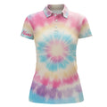 Custom Pastel Tie Dye 3D Print Womens Golf Polo Shirts Custom Name Golf Tops For Women Golf Gifts