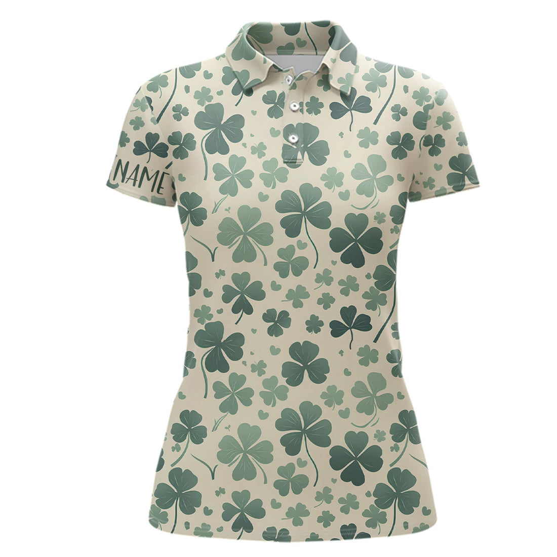 Custom Green Clover St Patrick Day Womens Golf Polo Shirts Custom Golf Shirts For Women Golf Gifts